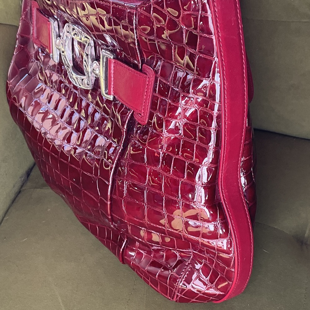 💜Brighton Burgundy Croc-Embossed Shoulder Bag - Picture 5 of 6